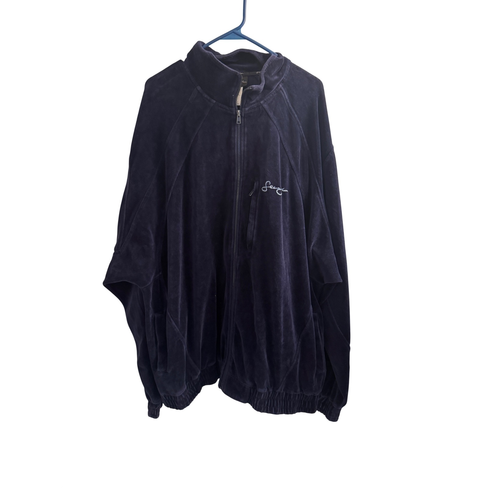 Sean John Track Jacket Mens Xxxl Navy Blue Velour Full Zip Y2k Streetwear Logo